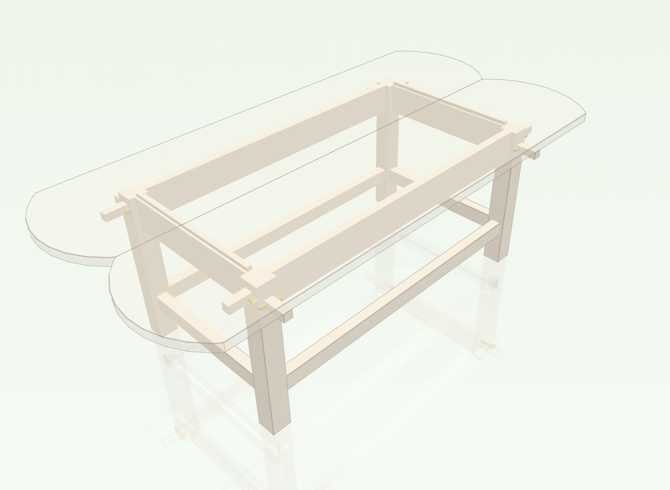 A coffee table frame rendered in the viewer