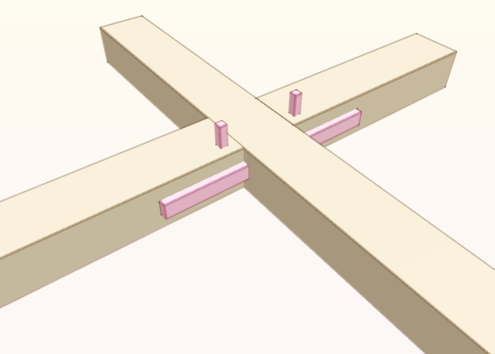 Half-blind cross lap joint with keys