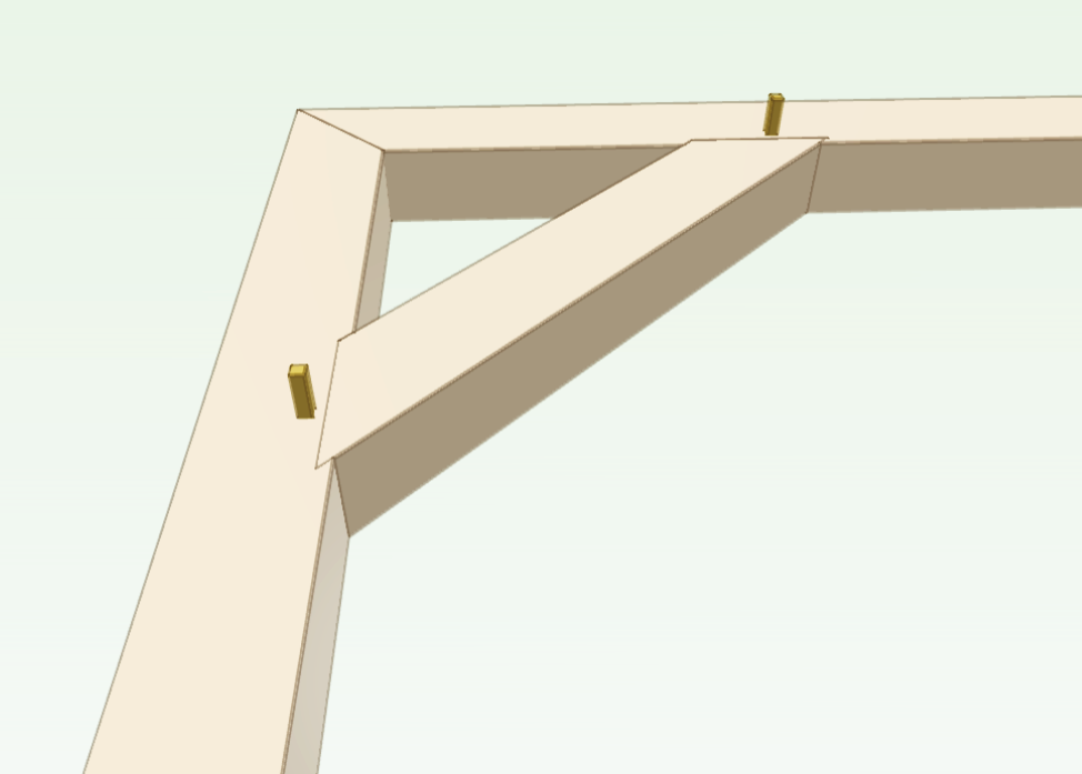 A pegged mortise-and-tenon brace joint at an angle