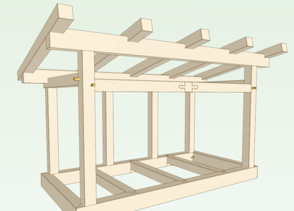 The shed that code builds, rendered in Kigumi