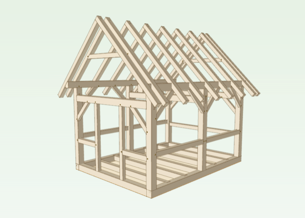 Full timber-framed shed model